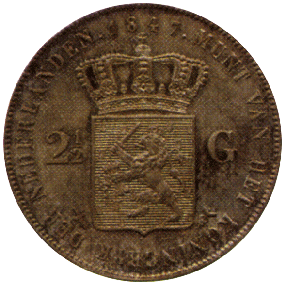 Монета 2,5 гульдена Уильяма II