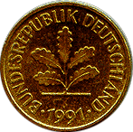5 пфенниг 1990 ФРГ