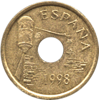 реверс 25 песет 1998 год Испания